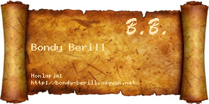 Bondy Berill névjegykártya